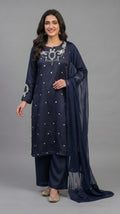 Hand Embroidered Work 3 Piece Suit with Organza Dupatta