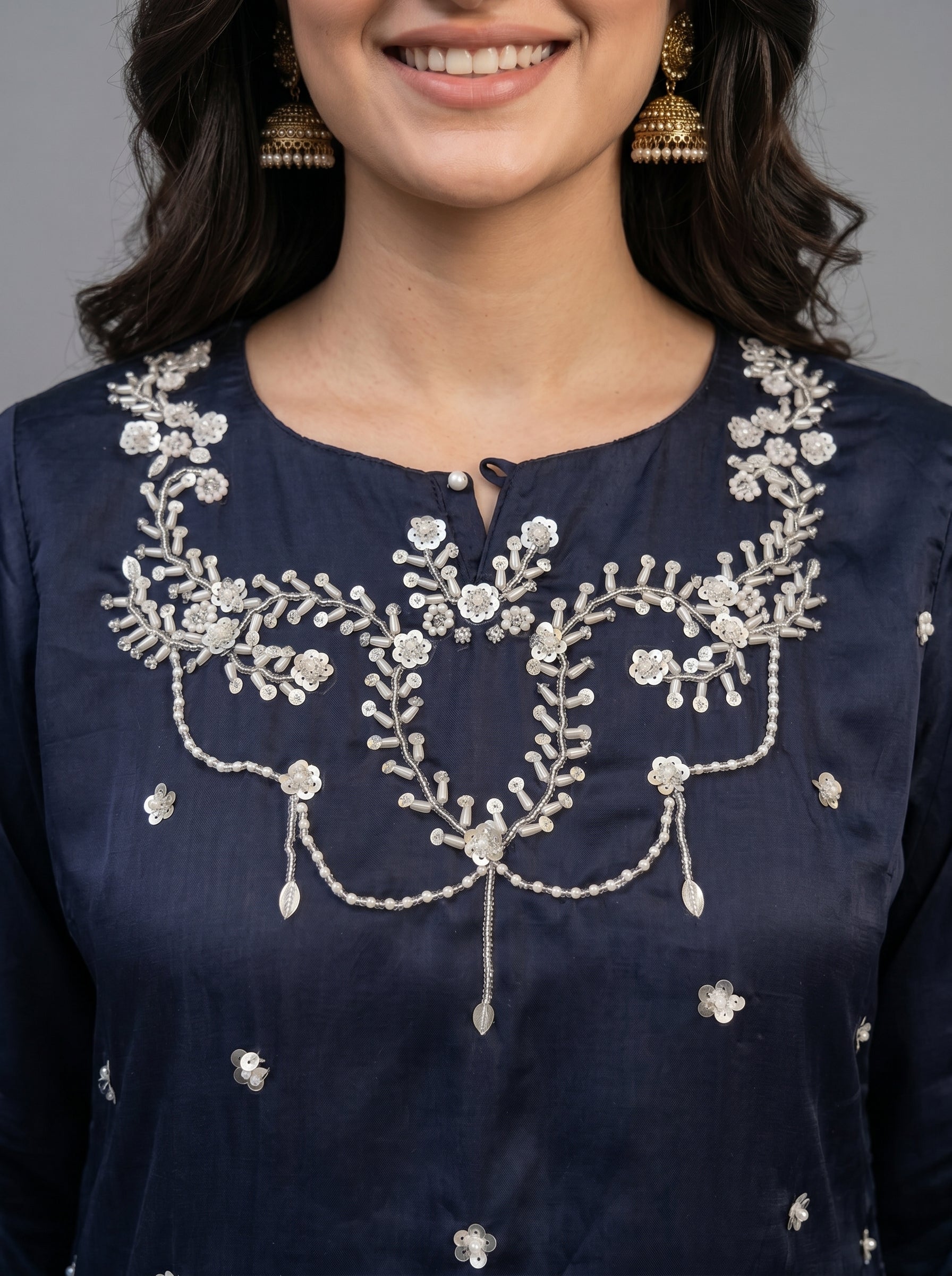 Hand Embroidered Work 3 Piece Suit with Organza Dupatta