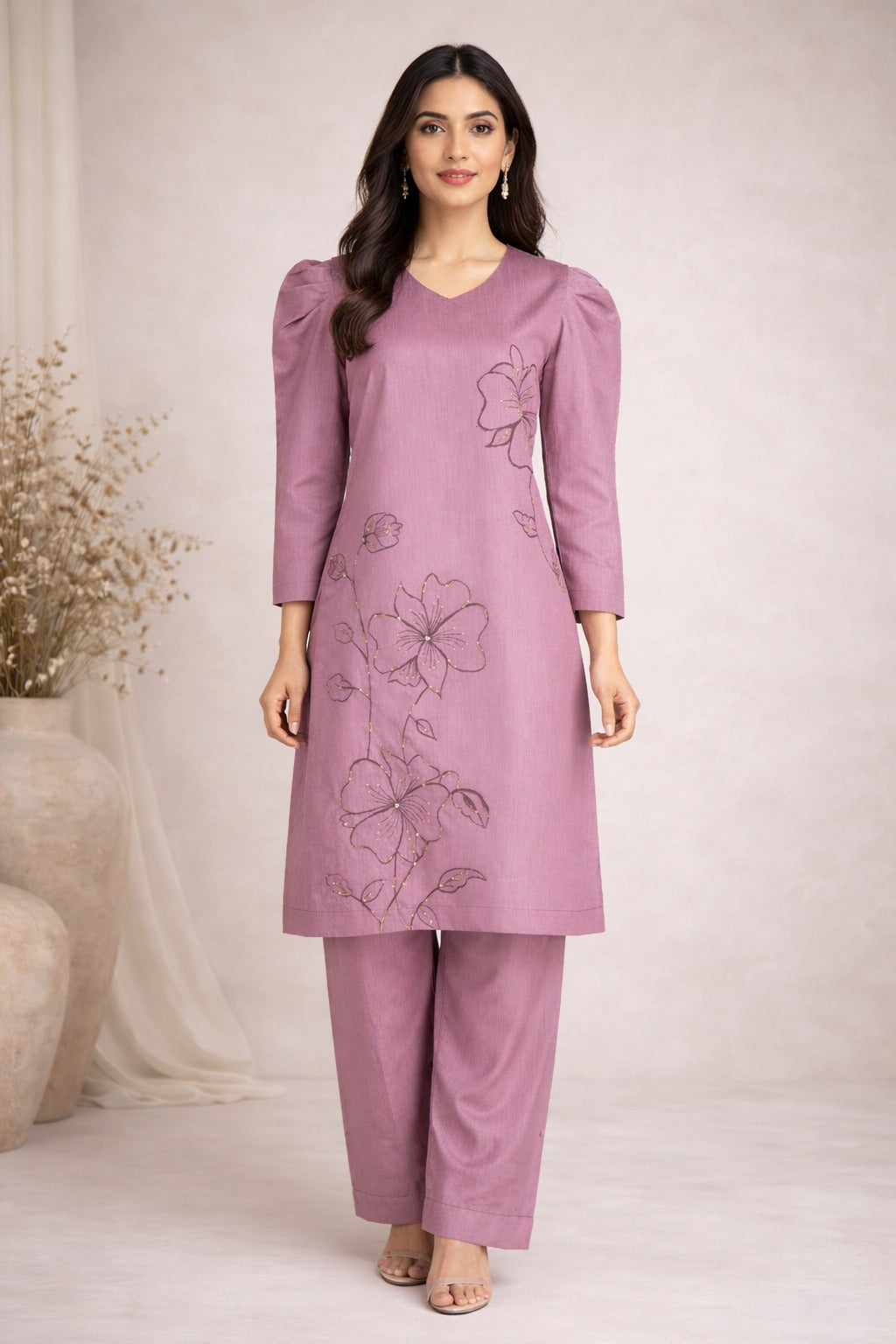 Hand-Painted Suit & Embroidery 2 Piece Suit