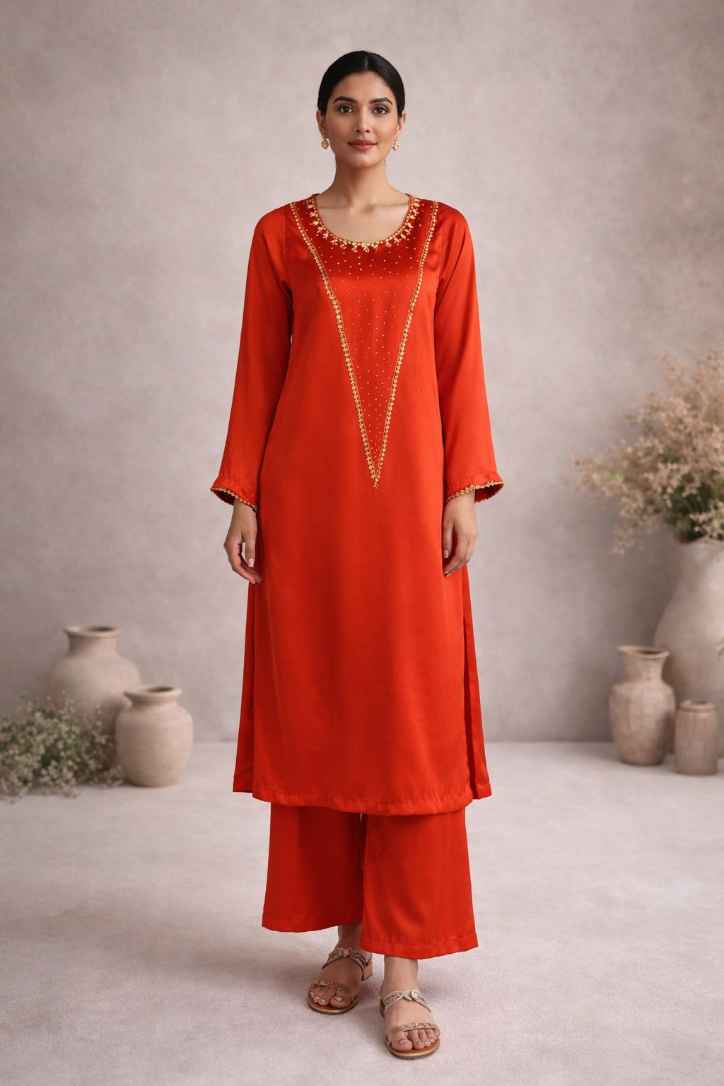 Long Shirt Hand Embroidery 2 Piece Suit