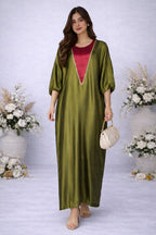 Kaftan with Neck Panel Embroidery - 2 piece