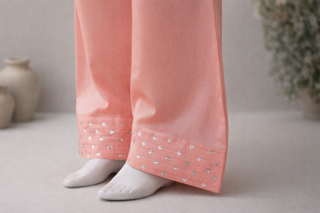 Farshi Shalwar Wide Leg Hem Embellishment