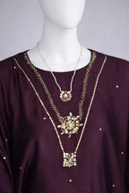 Embellished Neckline Detail Plum Kaftan