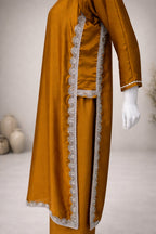 Satin silk hemline lace embroidery close up