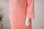 Sleeve Embroidery Detail Raw Silk Suit